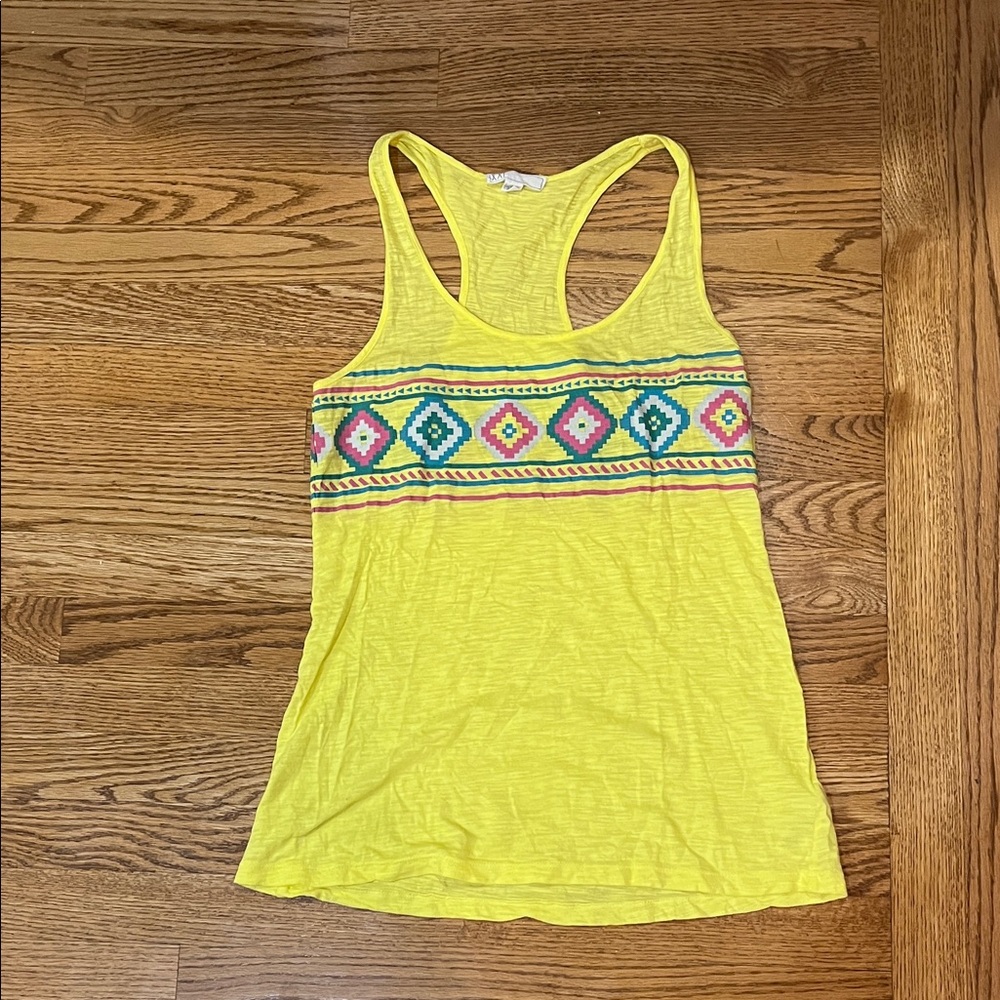 Forever 21 Yellow Geometric Southwest Tank size large 60% cotton 40% modal Y2K